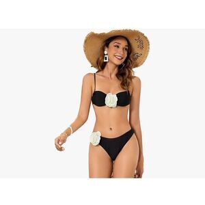 NEW 2 Pc 3D Rose Bikini Swimsuit Bathing Suit Beachwear M